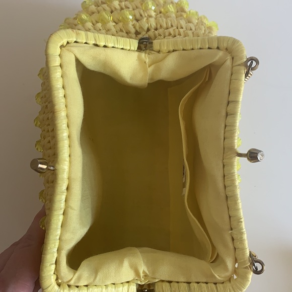 Vintage Yellow Beaded Straw Stein Novelty Purse - Picture 6 of 12